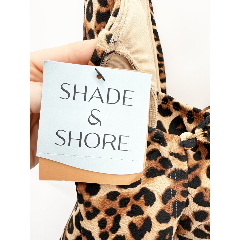 Shade & Shore Leopard Women's Crepe Plunge Medium Coverage One Piece Swimsuit XL - Picture 7 of 10